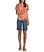 Code Bleu Chelsea High Rise Fray Hem Side Slit Bermuda Shorts, Color:Claire Wash - Image 3