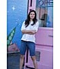 Code Bleu Chelsea High Rise Fray Hem Side Slit Bermuda Shorts, Color:Claire Wash - Image 6