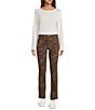 Code Bleu Chelsea Leopard Print Straight Leg Jeans, Color:Animal-Cocoa Brown - Image 3