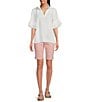 Code Bleu Chelsea Stretch Denim High Rise Bermuda Shorts, Color:Silver Pink - Image 5