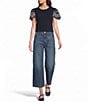 Code Bleu Denim High Rise Wide Leg Crop Length Elastic Back Jeans - Image 3
