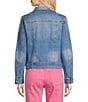 Code Bleu Embroidered Point Collar Long Sleeve Classic Jacket, Color:Glacier Wash - Image 2