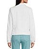 Code Bleu Floral Embroidered Point Collar Long Sleeve Denim Jacket, Color:Bright White - Image 2