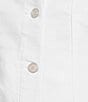 Code Bleu Floral Embroidered Point Collar Long Sleeve Denim Jacket, Color:Bright White - Image 4
