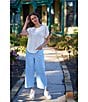 Code Bleu Hollywood Waist High Rise Wide Leg Patch Pocket Cropped Jeans, Color:Windsurfer - Image 4