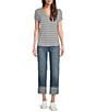 Code Bleu Hollywood Waist High Rise Wide Leg Cuffed Cropped Jeans, Color:Sage Wash - Image 3