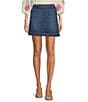 Code Bleu Mid Rise Frayed Hem Stretch Denim Skort, Color:Blue Bell Wash - Image 1