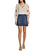 Code Bleu Mid Rise Frayed Hem Stretch Denim Skort, Color:Blue Bell Wash - Image 3