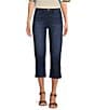 Color:Fiona Wash - Image 1 - Petite Size Chelsea Button Snap Hem Slim Fit High Rise Capri Jeans