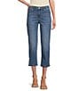 Color:Whitney Wash - Image 1 - Petite Size Chelsea Button Snap Hem Slim Fit High Rise Capri Jeans