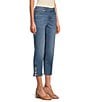 Color:Whitney Wash - Image 3 - Petite Size Chelsea Button Snap Hem Slim Fit High Rise Capri Jeans
