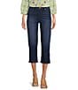Color:Fiona Wash - Image 1 - Petite Size Chelsea Button Snap Hem Slim Fit High Rise Capri Jeans