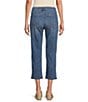 Color:Whitney Wash - Image 2 - Petite Size Chelsea Button Snap Hem Slim Fit High Rise Capri Jeans