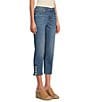 Color:Whitney Wash - Image 3 - Petite Size Chelsea Button Snap Hem Slim Fit High Rise Capri Jeans
