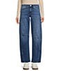 Code Bleu Petite Size High Rise Cropped Barrel Leg Jeans - Image 1