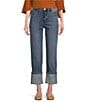 Code Bleu Petite Size High Rise Cropped Boyfriend Jeans, Color:Sage Wash - Image 1