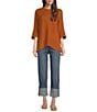 Code Bleu Petite Size High Rise Cropped Boyfriend Jeans, Color:Sage Wash - Image 3