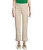 Code Bleu Petite Size High-Rise Straight Leg Double Fray Hem Capri Jeans, Color:Sand Dune - Image 1