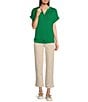Code Bleu Petite Size High-Rise Straight Leg Double Fray Hem Capri Jeans, Color:Sand Dune - Image 3