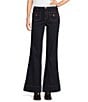 Code Bleu Petite Size High Rise Wide Leg Patch Pocket Jeans, Color:Rinse - Image 1