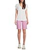 Code Bleu Petite Size Soho Stretch Denim Roll Cuff Hem Bermuda Shorts, Color:Rose - Image 3