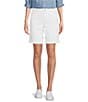 Code Bleu Petite Size Soho Stretch Denim Straight Leg Roll Cuff Hem Bermuda Shorts, Color:Bright White - Image 1