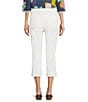 Code Bleu Petite Size Soho Twill Mid-Rise Fray Cuff Hem Capri Jeans, Color:Bright White - Image 2