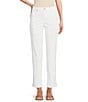 Color:Bright White - Image 1 - Petite Size Stretch Denim High Rise Straight Ankle Jeans