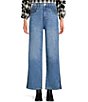 Code Bleu Petite Size Stretch Two Tone High Rise Wide Leg Cropped Jeans - Image 1
