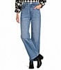 Code Bleu Petite Size Stretch Two Tone High Rise Wide Leg Cropped Jeans - Image 1