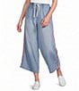 Code Bleu Petite Size Wide Leg Pull-On Crop Side Stripe Ankle Jeans - Image 1