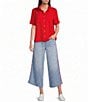 Code Bleu Petite Size Wide Leg Pull-On Crop Side Stripe Ankle Jeans - Image 5