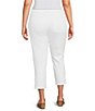 Color:Bright White - Image 2 - Plus Size Chelsea High Rise Button-Hem Detail Capri Jeans