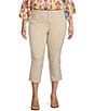 Color:Sand Dune - Image 1 - Plus Size Chelsea High Rise Straight Leg Stretch Denim Capri Jeans