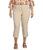 Color:Sand Dune - Image 1 - Plus Size Chelsea High Rise Straight Leg Stretch Denim Capri Jeans