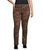 Code Bleu Plus Size Chelsea Leopard Print Straight Leg Jeans, Color:Animal-Cocoa Brown - Image 1