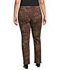 Code Bleu Plus Size Chelsea Leopard Print Straight Leg Jeans, Color:Animal-Cocoa Brown - Image 2