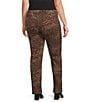 Code Bleu Plus Size Chelsea Leopard Print Straight Leg Jeans, Color:Animal-Cocoa Brown - Image 4