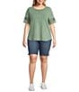 Color:Claire Wash - Image 4 - Plus Size Chelsea Stretch Denim High Rise Bermuda Short