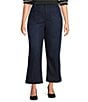 Code Bleu Plus Size Hollywood Waist High Rise Wide Leg Patch Pocket Ankle Jeans, Color:Allure Wash - Image 1