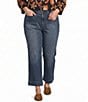 Code Bleu Plus Size Hollywood Waist High Rise Wide Leg Patch Pocket Ankle Jeans - Image 1