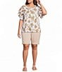 Code Bleu Plus Size Soho Mid-Rise Double Button Rolled Cuff Bermuda Shorts - Image 3
