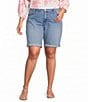 Code Bleu Plus Size Soho Mid Rise Double Button Rolled Cuff Denim Bermuda Shorts - Image 1