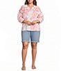 Code Bleu Plus Size Soho Mid Rise Double Button Rolled Cuff Denim Bermuda Shorts - Image 3