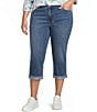 Code Bleu Plus Size Soho Mid Rise Fray Cuff Hem Capri Jeans - Image 1