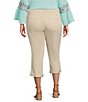 Color:Sand Dune - Image 2 - Plus Size Soho Stretch High-Rise Frayed Hem Slim Denim Capri Jeans
