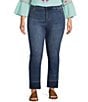 Color:Claire Wash - Image 1 - Plus Size Straight Leg High Rise Frayed Ankle Hem Jean