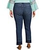 Color:Claire Wash - Image 2 - Plus Size Straight Leg High Rise Frayed Ankle Hem Jean