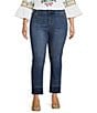 Code Bleu Plus Size Straight Leg High Rise Frayed Ankle Hem Jeans, Color:Claire Wash - Image 1