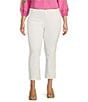 Color:Bright White - Image 1 - Plus Size Stretch Denim High Rise Side Vent Straight Ankle Jeans